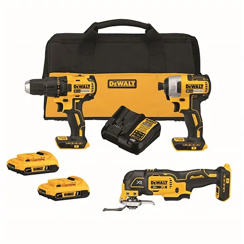 20V MAX Compact Cordless 3-Tool Combo Kit - Drill Impact Driver Multi-Tool