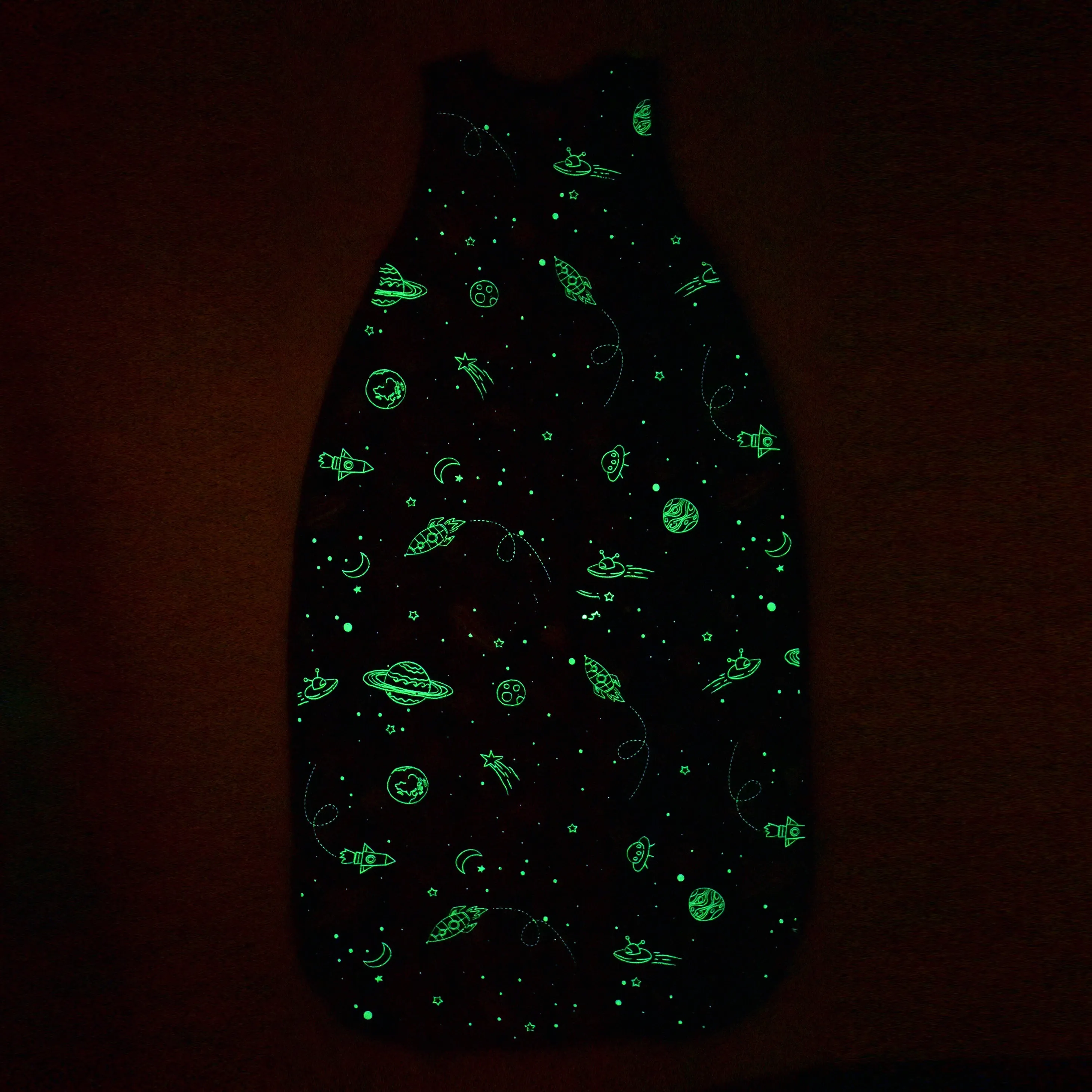 4 Season® Big Kid Sleep Bag, Merino Wool & Organic Cotton, 4 - 6 Years, Space - GLOW IN THE DARK