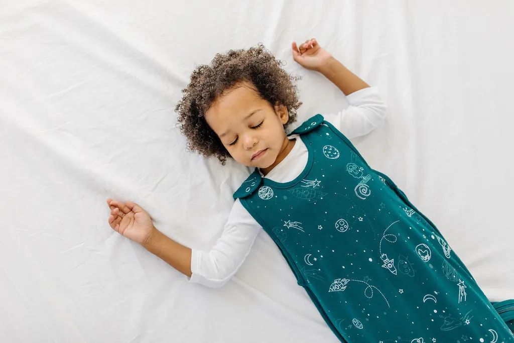 4 Season® Big Kid Sleep Bag, Merino Wool & Organic Cotton, 4 - 6 Years, Space - GLOW IN THE DARK