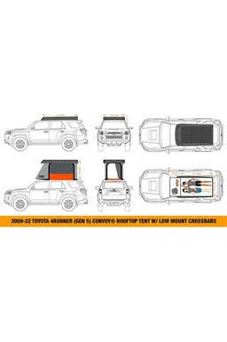 BadAss Tents 2009-22 Toyota 4Runner (Gen 5) CONVOY® Rooftop Tent w/ Low Mount Crossbars