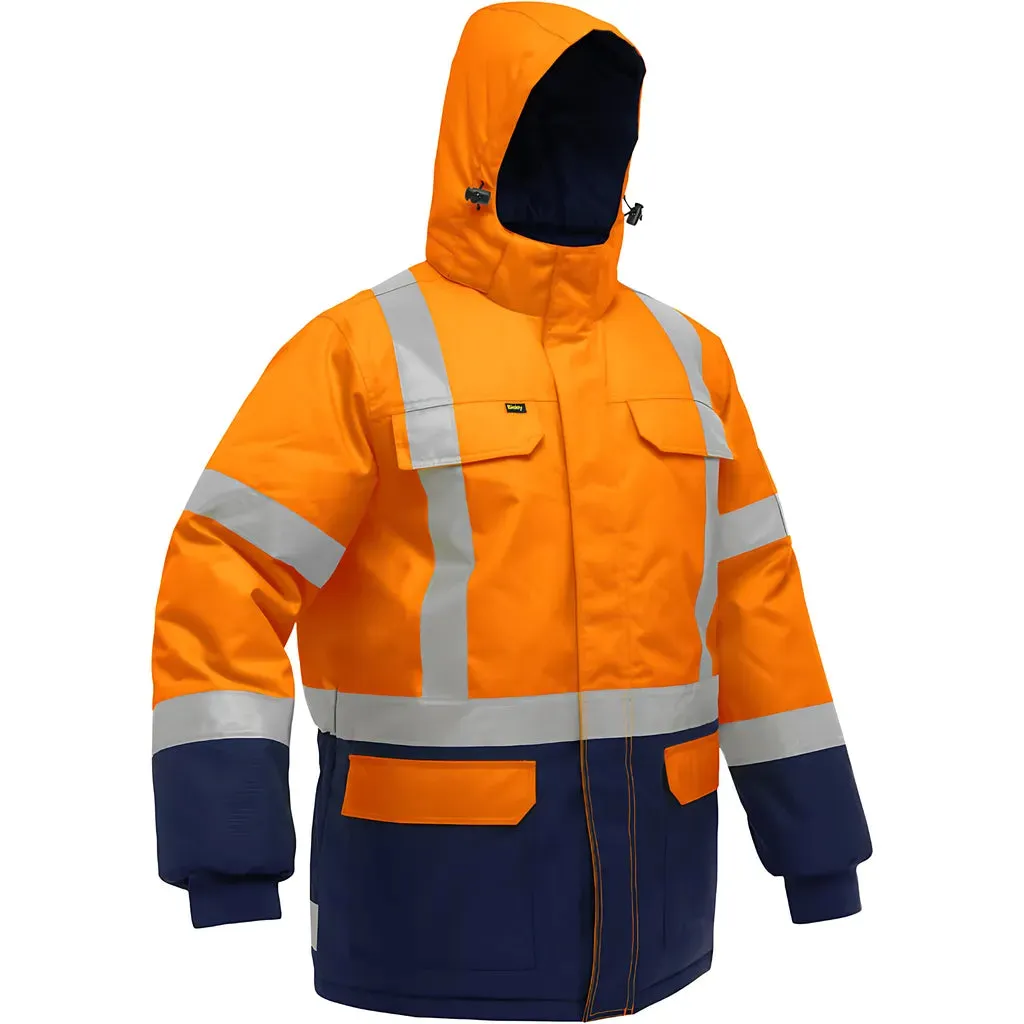 Bisley 343M6450X-ORNV/XL ANSI Type R Class 3 and CSA Z96 Class 2 X-Back Extreme Cold Jacket with Navy Bottom