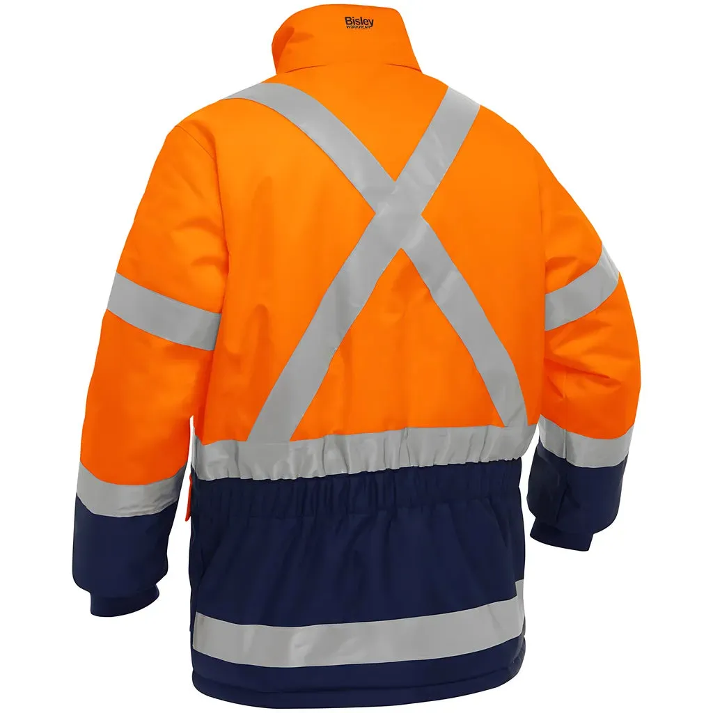 Bisley 343M6450X-ORNV/XL ANSI Type R Class 3 and CSA Z96 Class 2 X-Back Extreme Cold Jacket with Navy Bottom