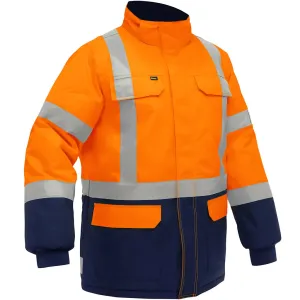 Bisley 343M6450X-ORNV/XL ANSI Type R Class 3 and CSA Z96 Class 2 X-Back Extreme Cold Jacket with Navy Bottom