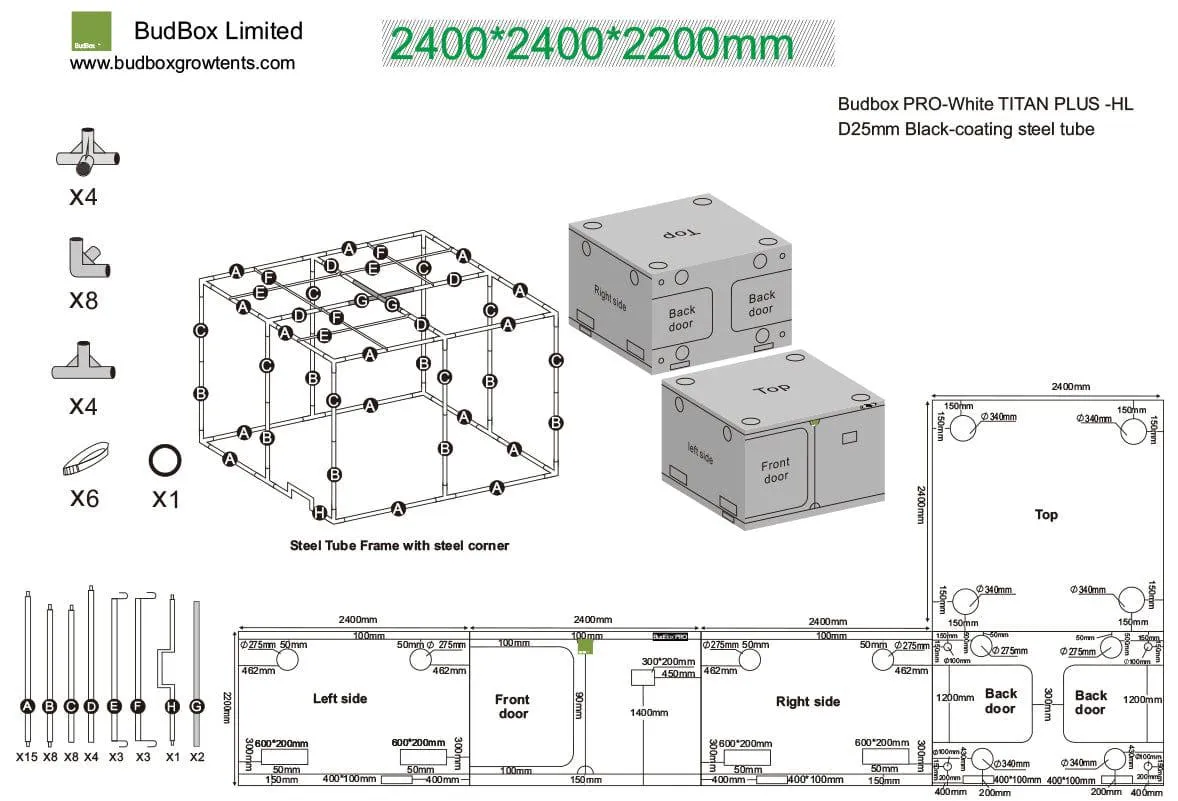 Bud Box Pro Tent White HL - 240 x 240 x 220cm