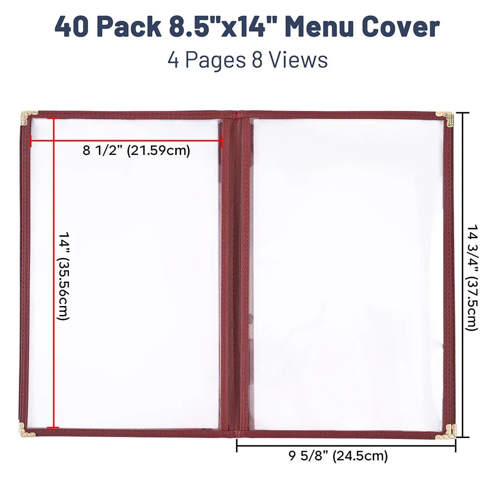 Clear Menu Covers 40ct/pk 8.5x14 4-Page 8-View