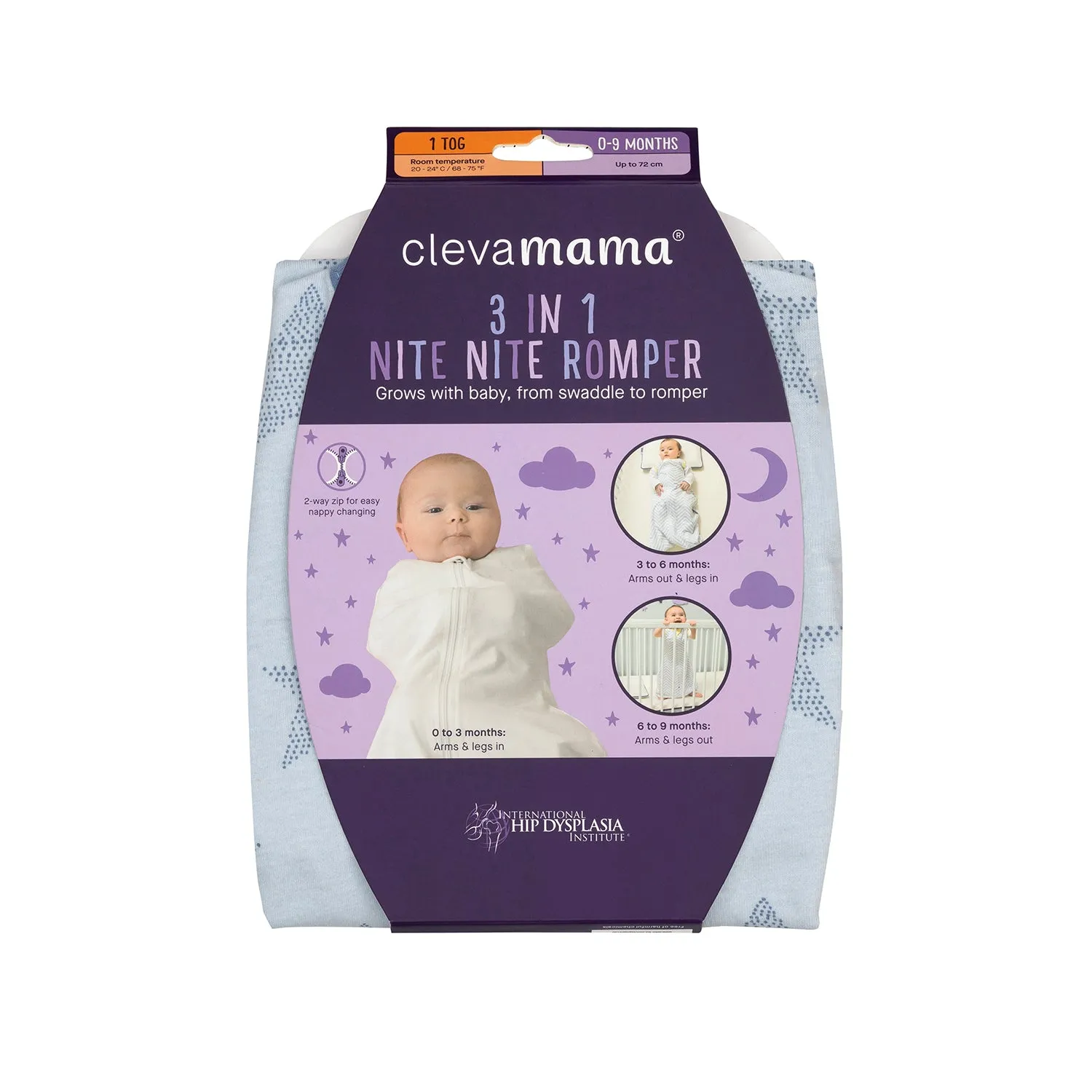 Clevamama 3-in-1 Nite Romper & Sleep Bag 1 Tog