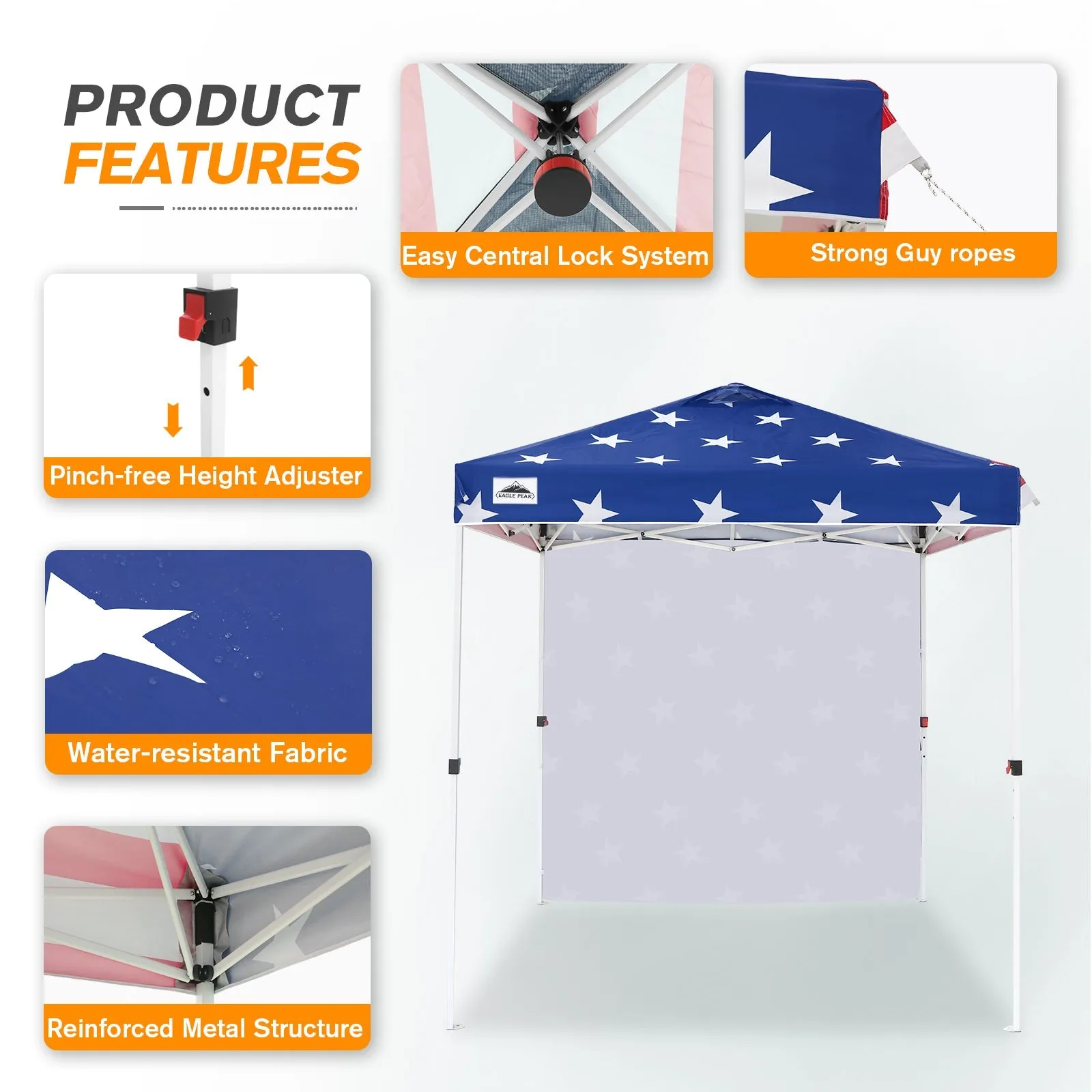 EAGLE PEAK 6.6x6.6 Pop Up Canopy Tent with Removable Sidewall