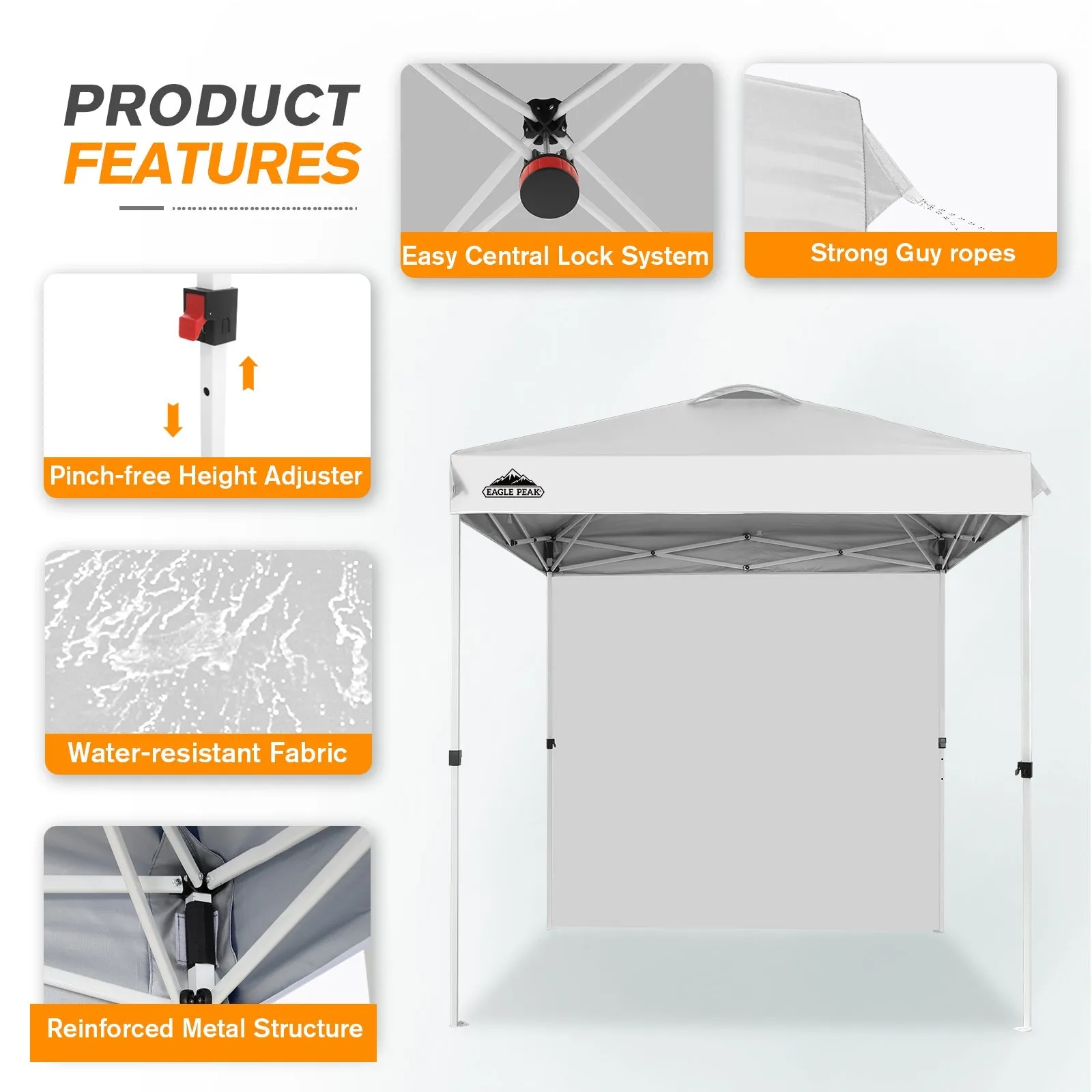 EAGLE PEAK 6.6x6.6 Pop Up Canopy Tent with Removable Sidewall