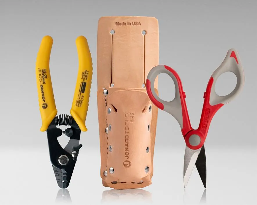 Fiber Stripper & KevlarÂ® Shears Kit, Leather Pouch