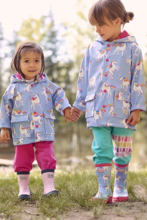 Girls Rain Jacket Hatley Unicorn Sky