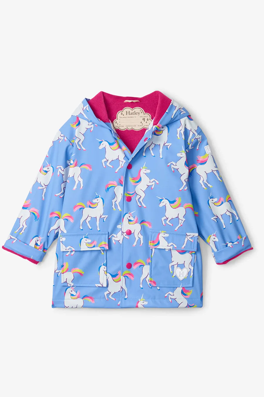 Girls Rain Jacket Hatley Unicorn Sky