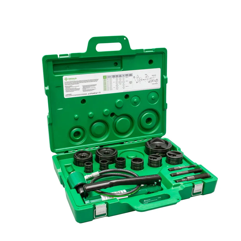 Greenlee 7309SB 11-Ton Hydraulic Knockout Kit Hand Pump, Slug-Buster 1/2" - 3", 4"