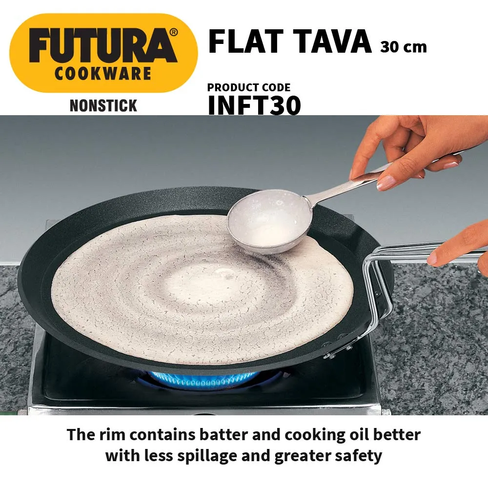 Hawkins Futura Induction Compatible Nonstick Flat Tava 30 cm, 4.88 mm (Black)