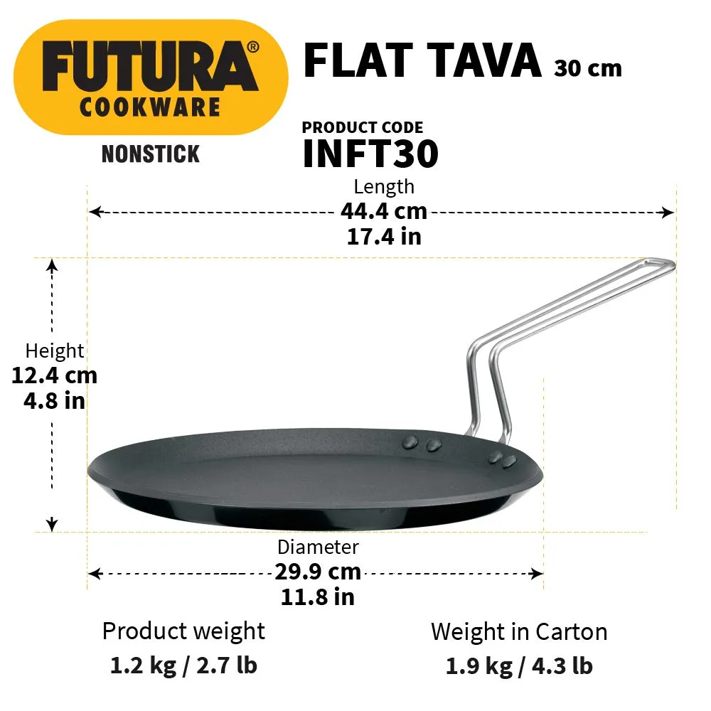 Hawkins Futura Induction Compatible Nonstick Flat Tava 30 cm, 4.88 mm (Black)