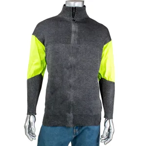 Kut Gard J100SP-3CM-HVB-TL-M ATA Blended Cut Resistant Jacket with Hi-Vis Sleeves and Thumb Loops