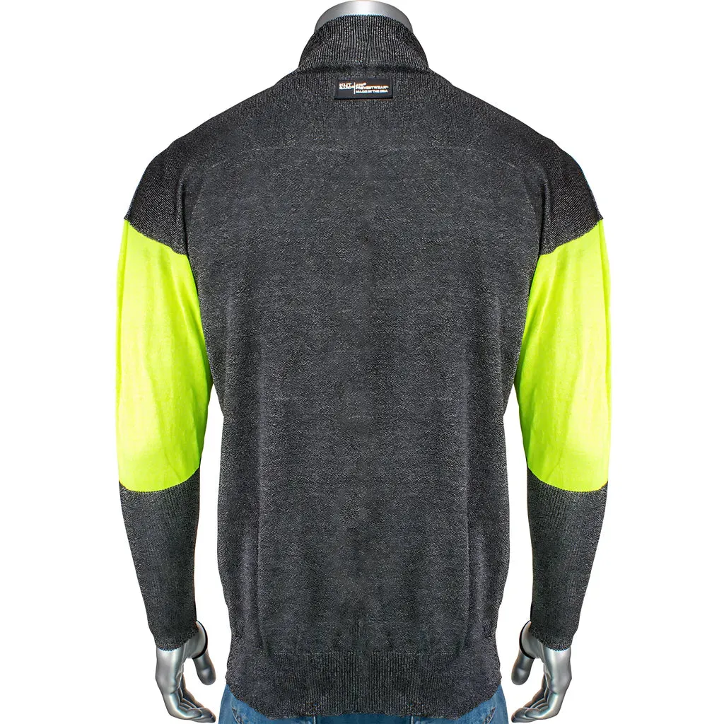 Kut Gard J100SP-3CM-HVB-TL-M ATA Blended Cut Resistant Jacket with Hi-Vis Sleeves and Thumb Loops