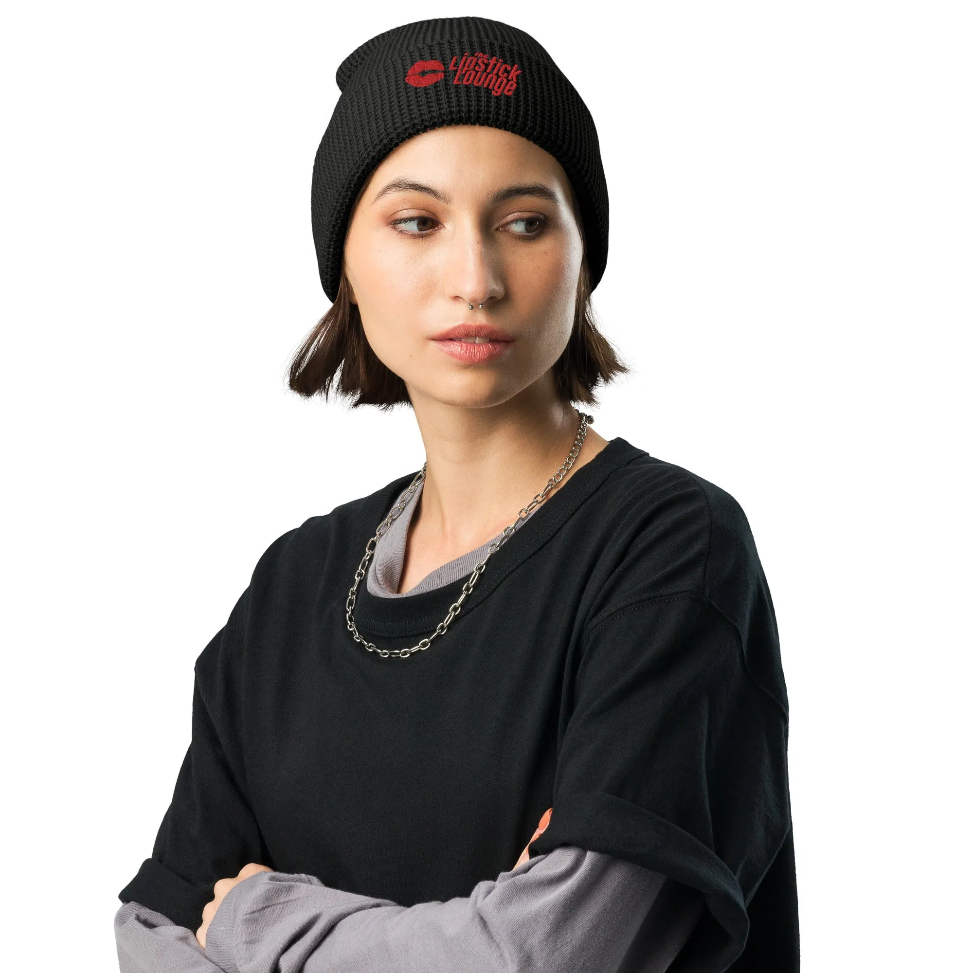 Lipstick Lounge Red Logo Waffle Beanie