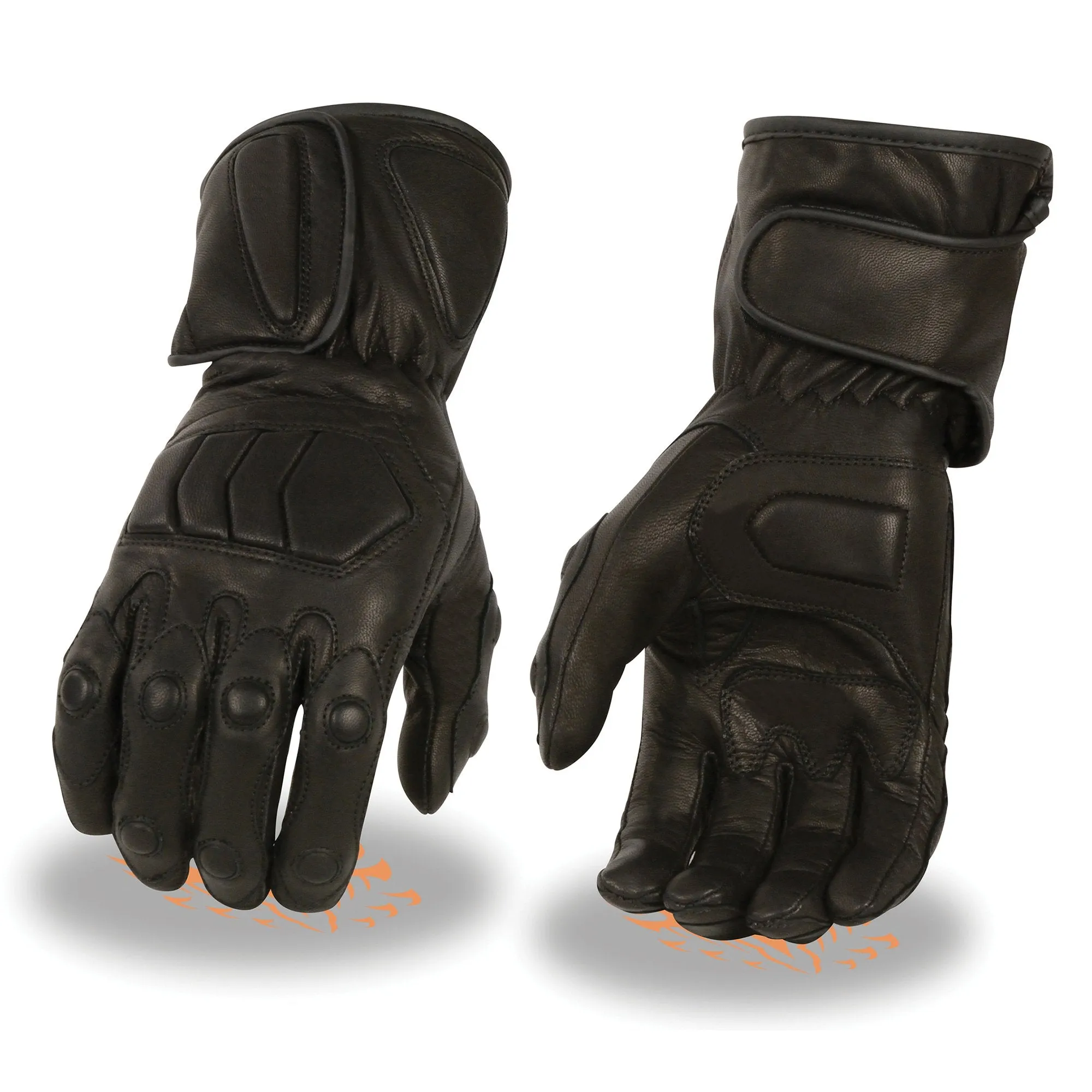 Milwaukee Leather Men's Black Leather Waterproof Gauntlet Motorcycle Hand Gloves-Extra Grip Reinforced Gel Palm SH813