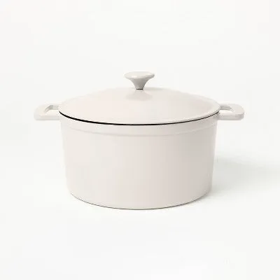 New - 7.5qt Enamel Dutch Oven Light Gray - Figmint