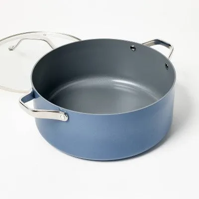 New - 8qt Nonstick Ceramic Coated Aluminum Wide Stock Pot Blue - Figmint