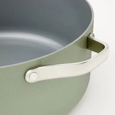 Open Box - 8qt Nonstick Ceramic Coated Aluminum Wide Stock Pot Sage Green - Figmint