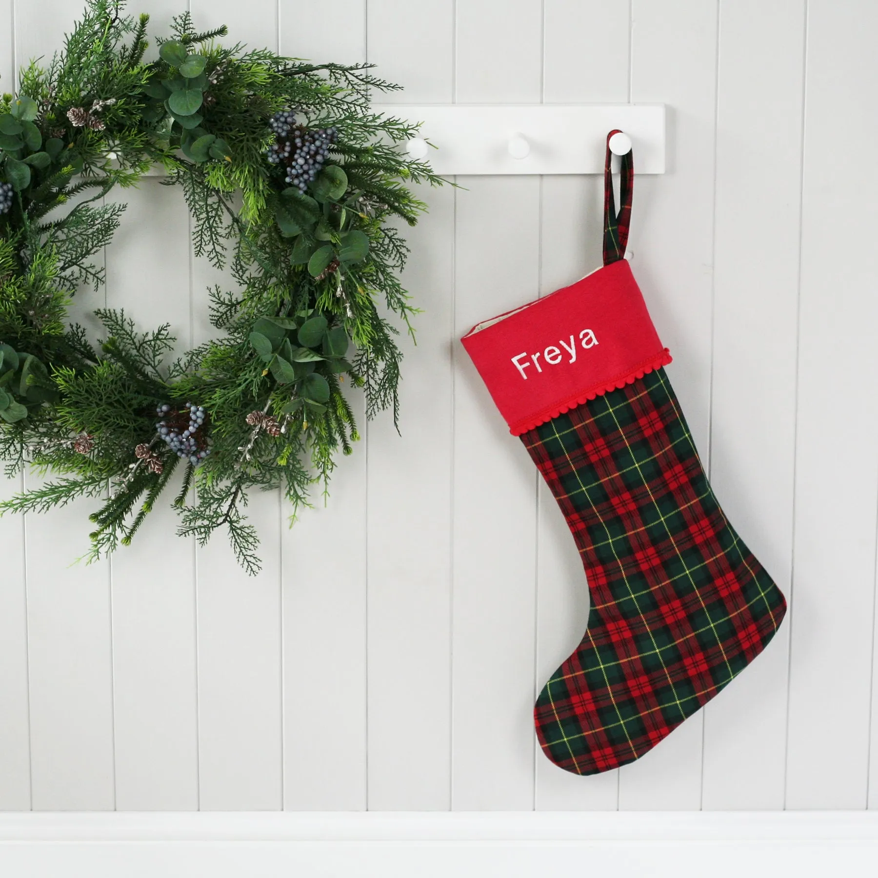 Personalised Santa Sack GREEN TARTAN