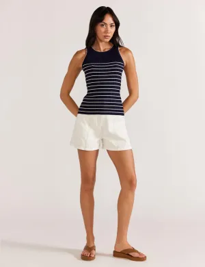 Staple the Label Kiana Stripe Knit Tank in Navy Stripe