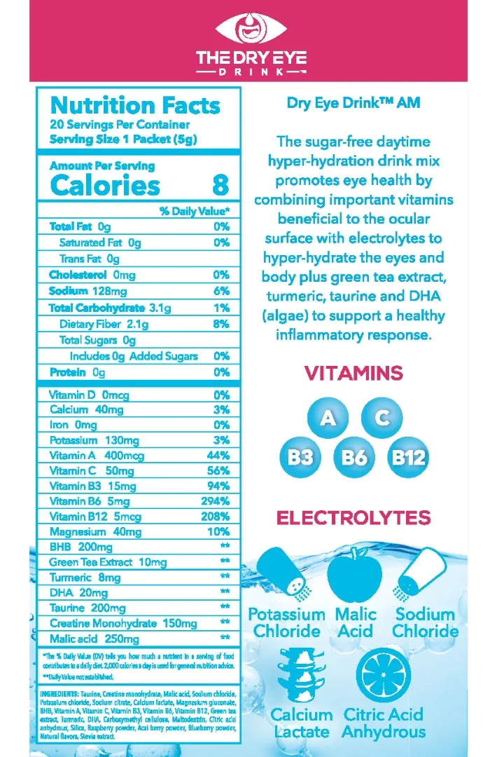 The Dry Eye Drink - Mixed Berries Flavor AM/PM Combo Pack