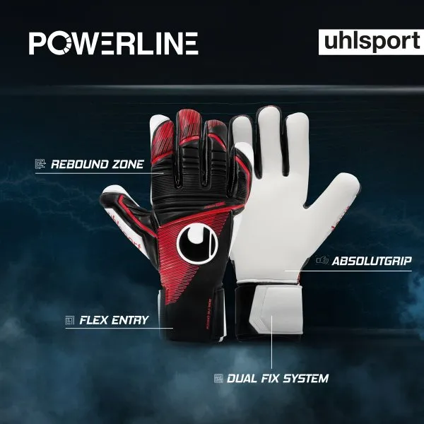 Uhlsport Powerline Absolutgrip HN Goalkeeper Gloves- Black/Red/White